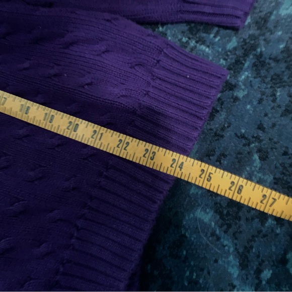 Ralph Lauren Cable Knit Cotton Sweater Women's Size XL, Deep Purple - Picture 4 of 5